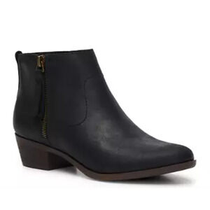 NWT Lucky Brand Blandre Booties Ankle Boots Side Zip Black Womens Size 6